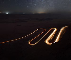 Preview wallpaper road, winding, aerial view, night, dark