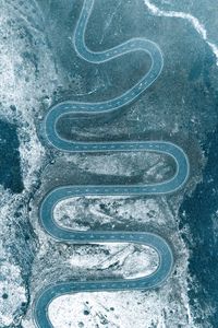 Preview wallpaper road, winding, aerial view, snow, snowy