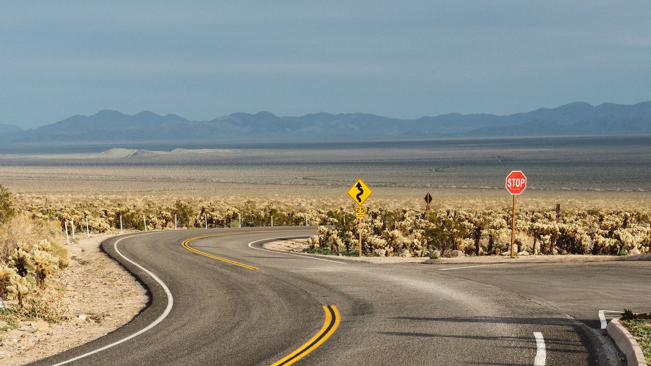 Wallpaper road, winding, hills, prairies