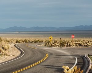 Preview wallpaper road, winding, hills, prairies