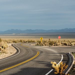 Preview wallpaper road, winding, hills, prairies