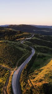 Preview wallpaper road, winding, hills, trees