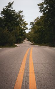 Preview wallpaper road, winding, marking, distance, trees