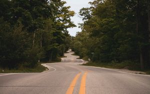 Preview wallpaper road, winding, marking, distance, trees