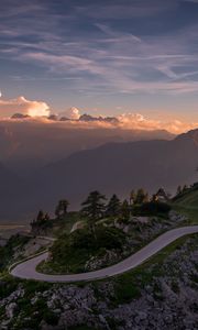 Preview wallpaper road, winding, mountains, clouds