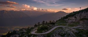 Preview wallpaper road, winding, mountains, clouds