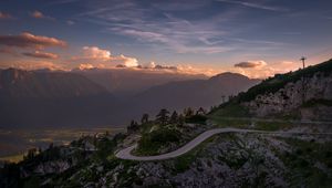 Preview wallpaper road, winding, mountains, clouds