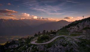 Preview wallpaper road, winding, mountains, clouds