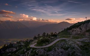 Preview wallpaper road, winding, mountains, clouds