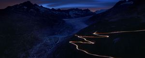 Preview wallpaper road, winding, mountains, night, dark