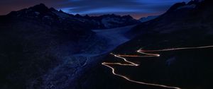 Preview wallpaper road, winding, mountains, night, dark