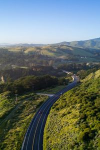 Preview wallpaper road, winding, relief, hills, distance