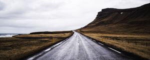 Preview wallpaper road, winding, rock, coast, nature