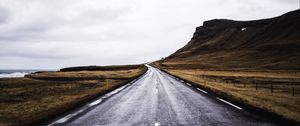 Preview wallpaper road, winding, rock, coast, nature