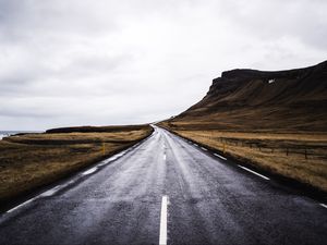 Preview wallpaper road, winding, rock, coast, nature