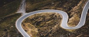 Preview wallpaper road, winding, slope, aerial view