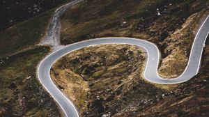 Preview wallpaper road, winding, slope, aerial view