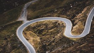 Preview wallpaper road, winding, slope, aerial view