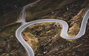 Preview wallpaper road, winding, slope, aerial view