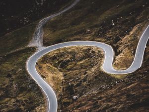 Preview wallpaper road, winding, slope, aerial view