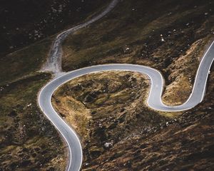 Preview wallpaper road, winding, slope, aerial view