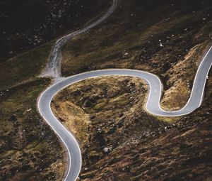 Preview wallpaper road, winding, slope, aerial view