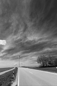 Preview wallpaper road, windmill, sky, bw