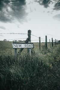Preview wallpaper road, words, sign, inscription, fence
