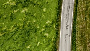 Preview wallpaper roads, aerial view, greens, grass, asphalt