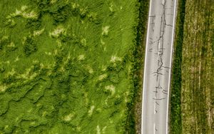 Preview wallpaper roads, aerial view, greens, grass, asphalt