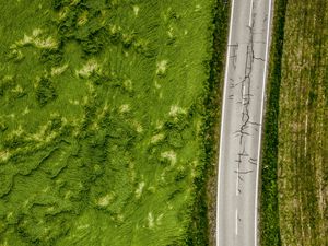 Preview wallpaper roads, aerial view, greens, grass, asphalt