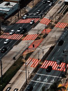 Preview wallpaper roads, cars, aerial view