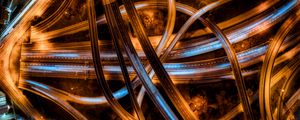Preview wallpaper roads, interchange, aerial view, backlighting, tangled