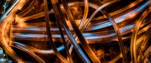 Preview wallpaper roads, interchange, aerial view, backlighting, tangled