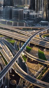 Preview wallpaper roads, junction, aerial view, city, buildings