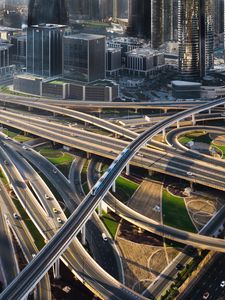 Preview wallpaper roads, junction, aerial view, city, buildings