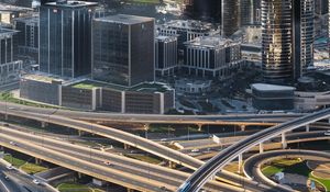 Preview wallpaper roads, junction, aerial view, city, buildings