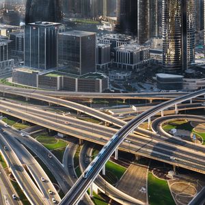 Preview wallpaper roads, junction, aerial view, city, buildings