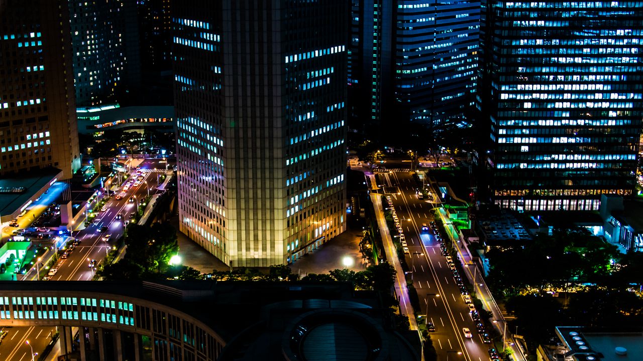 Wallpaper roads, lights, buildings, night, city