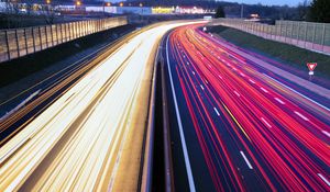 Preview wallpaper roads, lights, long exposure, evening