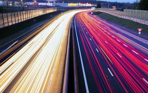 Preview wallpaper roads, lights, long exposure, evening