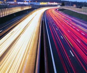 Preview wallpaper roads, lights, long exposure, evening