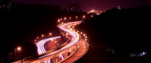 Preview wallpaper roads, long exposure, winding, lights