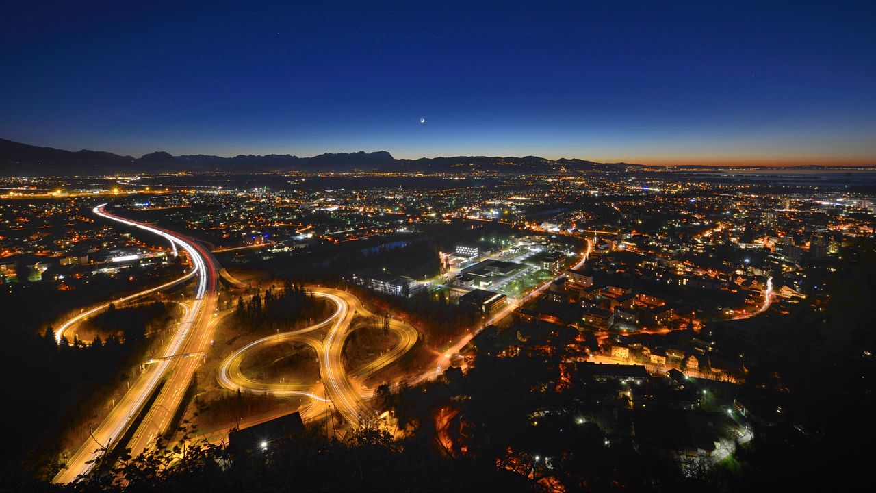 Wallpaper roads, neon, lights, city, night