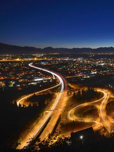 Preview wallpaper roads, neon, lights, city, night