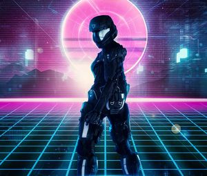 Preview wallpaper robot, armor, sci-fi, cyberpunk