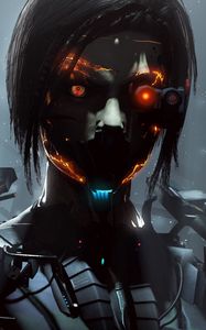 Preview wallpaper robot, cyborg, eyes, dark