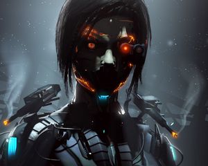 Preview wallpaper robot, cyborg, eyes, dark