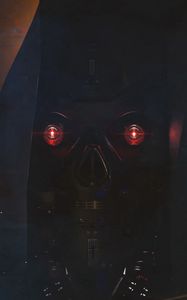 Preview wallpaper robot, cyborg, face, dark, smoke, hood