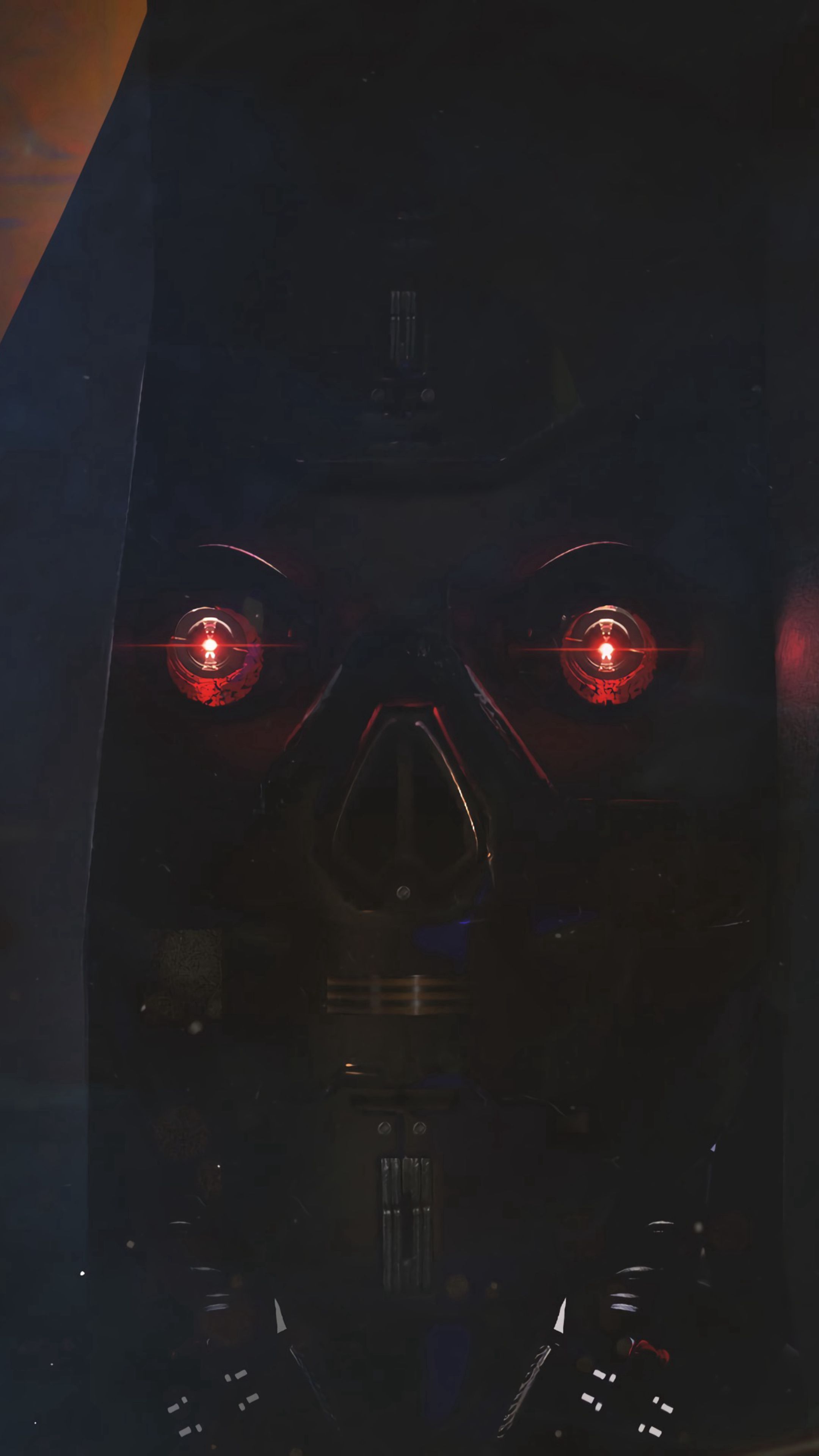 2160x3840 Wallpaper robot, cyborg, face, dark, smoke, hood